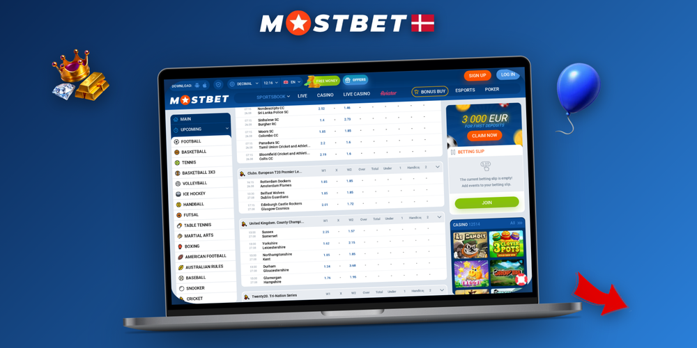 Mostbet online viser casino-lobby og sportsbog side om side på alle enheder
